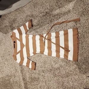 Tan & white striped dress